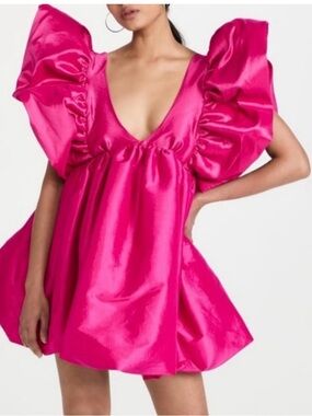 Kika Vargas Fuchsia Ruffled Mini Dress